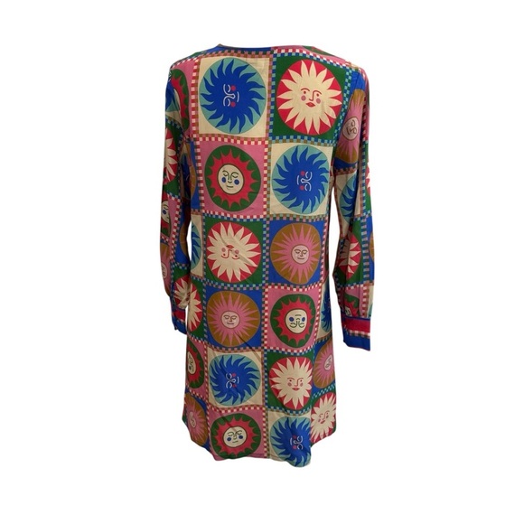 Johnny Was Lionora V-Neck Silk Swing Slip Dress Long Sleeve Sun Print NWT $378 - Picture 8 of 16